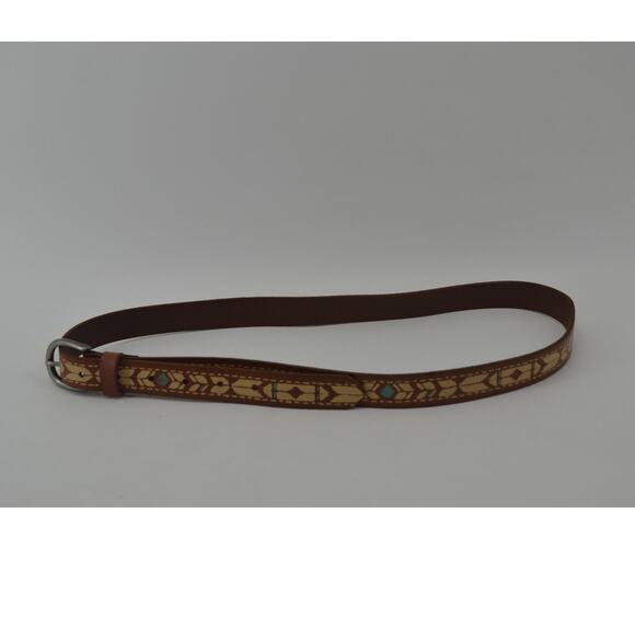 American Eagle Belt Leather Southwestern Tribal Boho Size L - Picture 5 of 13